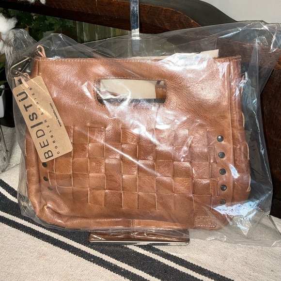 NWT Bed Stu Leather Keiki Crossbody Bag Handbag Tan Rustic MSRP $235 - Picture 10 of 11
